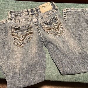 Kids Salvage Chaos Boot 8 Light Blue Jeans (needs patch work)